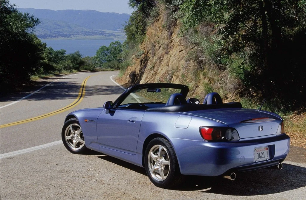 Rear view of the Honda S2000 with its dual exhaust tips