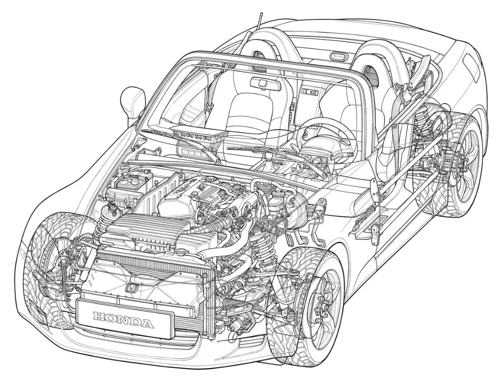 Technical cutaway of the Honda S2000
