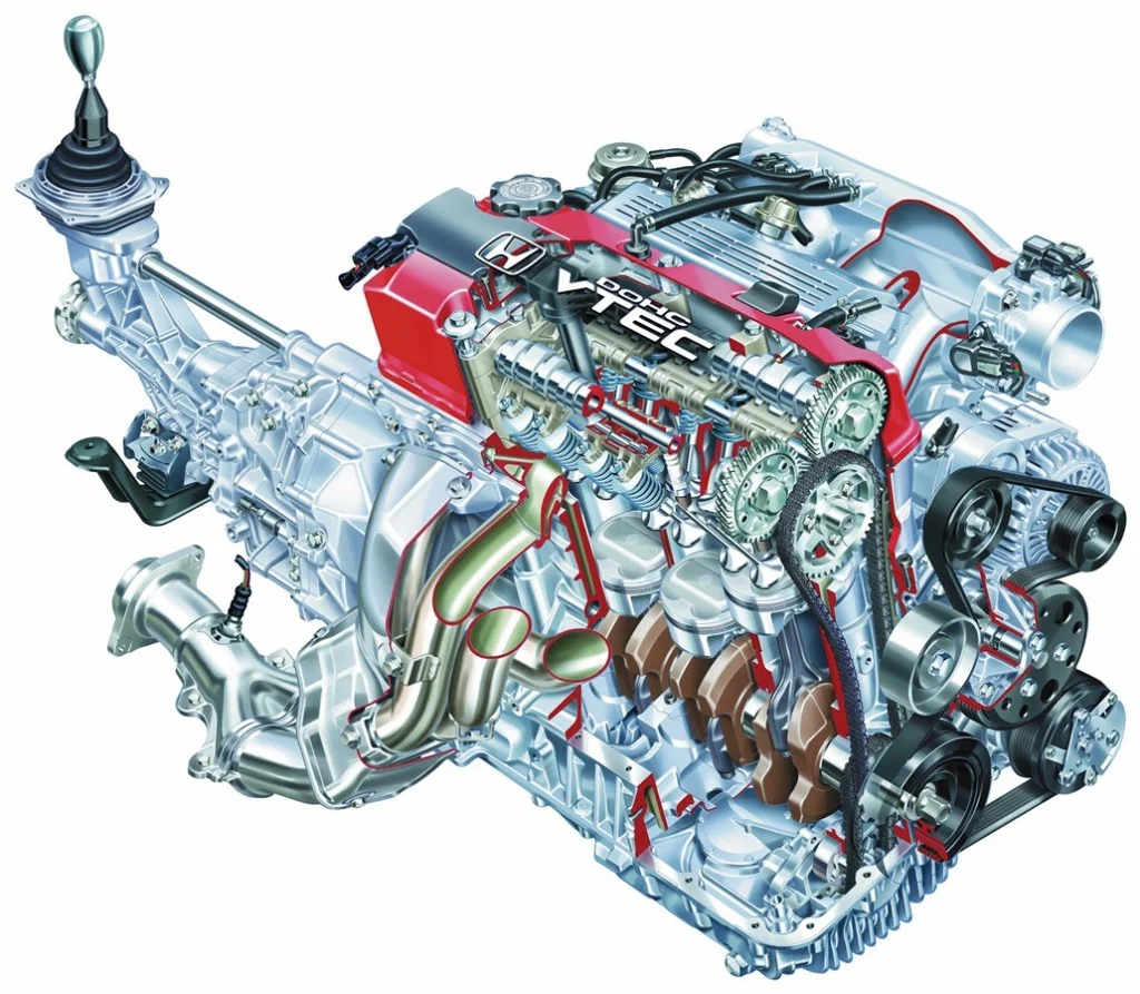 Cutaway of the Honda S2000's F20C engine block