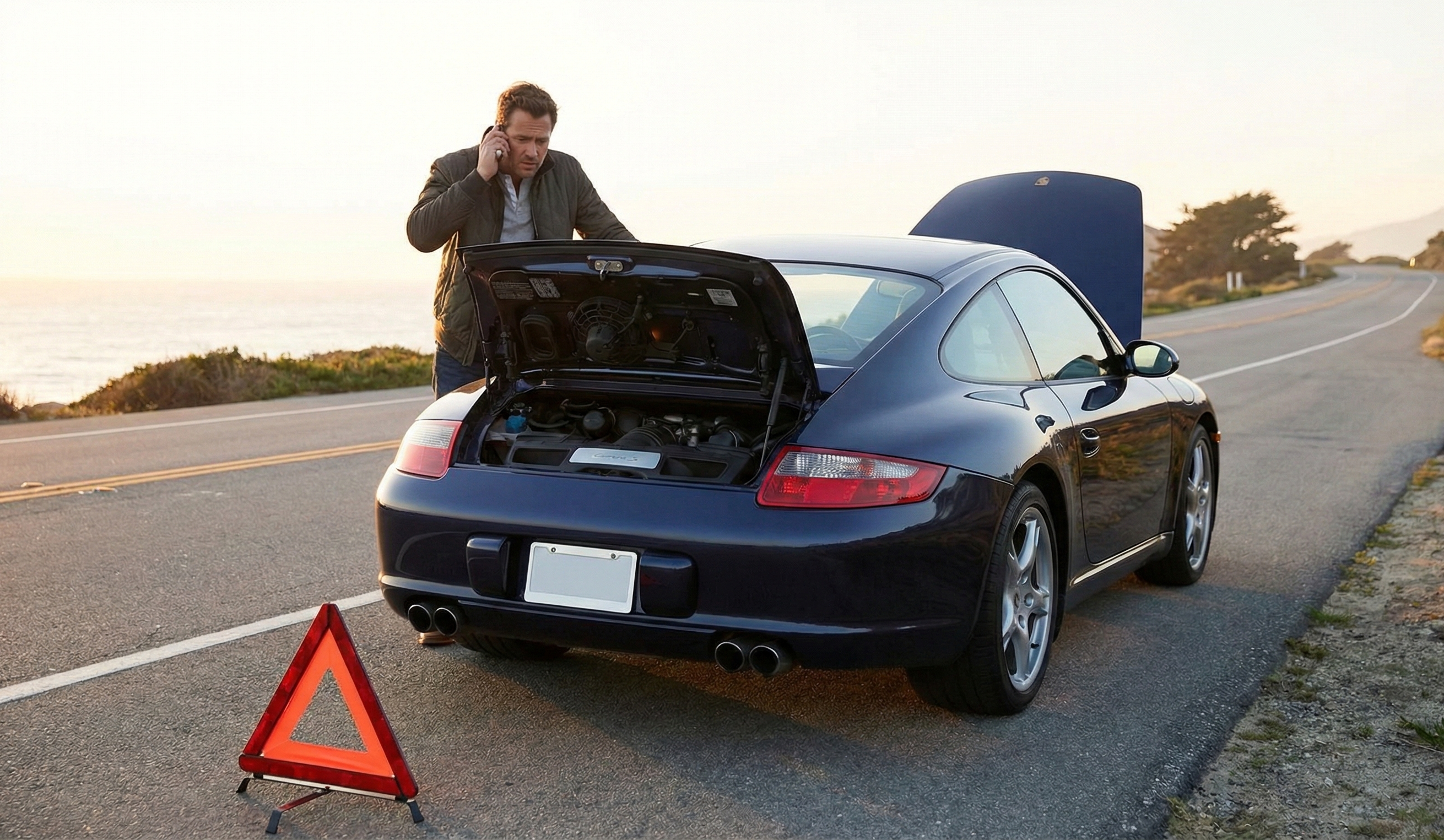 A Porsche 911 type 997 immobilized due to a potential mechanical IMS failure