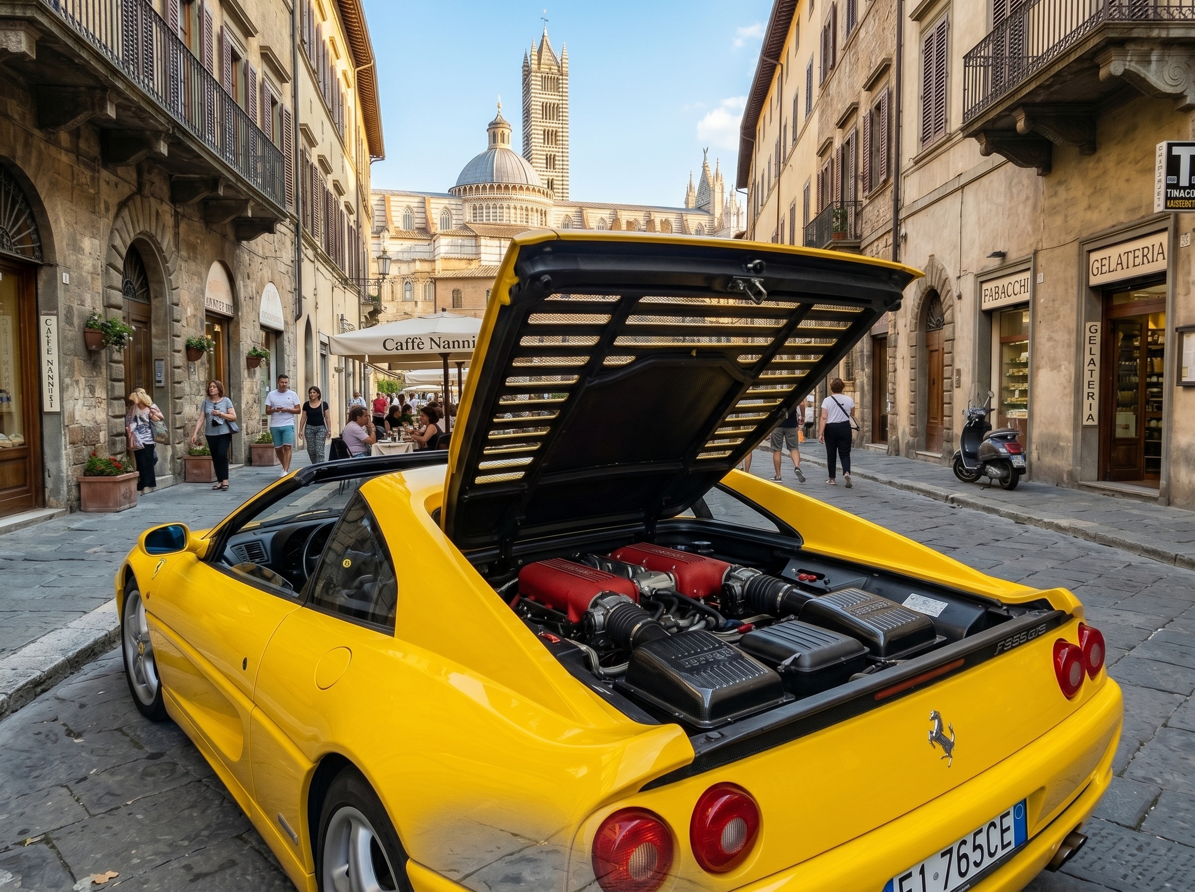 Ferrari F355 V8 engine - Red intake manifolds and 5 valves per cylinder