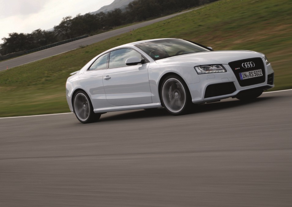 Audi RS5 V8 being driven dynamically on a race track