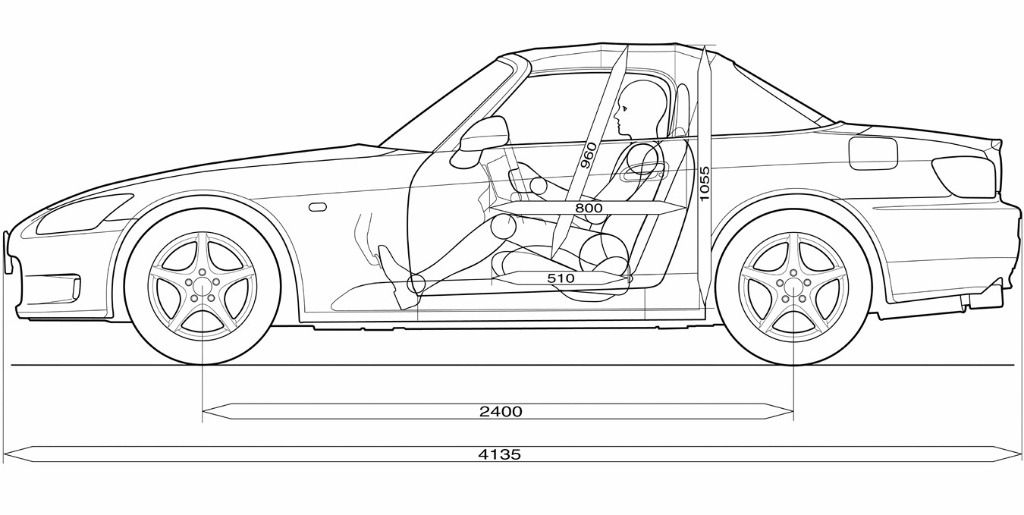 Side engineering blueprint (Honda S2000)