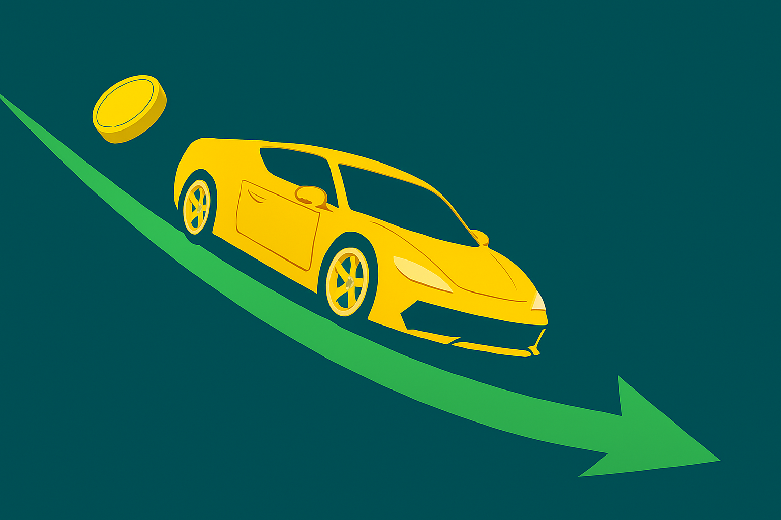 Graphique illustrant la forte phase de dépréciation initiale d'une voiture de sport neuve